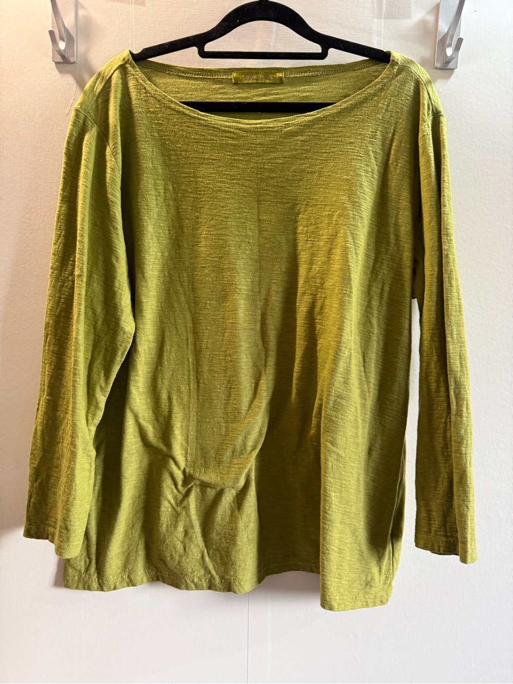 Cut Loose Green Linen Cotton Feel Long Sleeve Top XL Relaxed Artsy Lagenlook